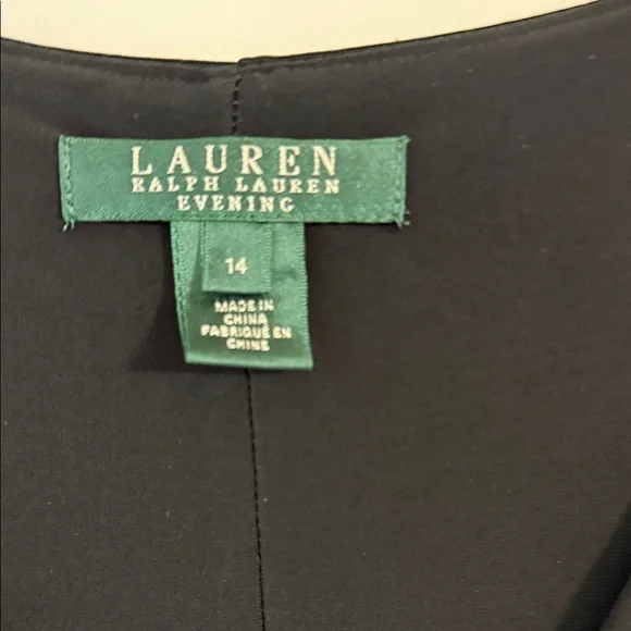 Elegant Black Long Sleeve Dress Ralph Lauren 14 - Picture 3 of 10